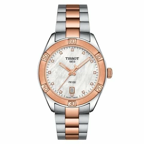 Tissot - PR 100 Sport Chic Steel & Rose Gold PVD Watch 36mm -Hair Brushes & Grooming shop 121640 Large