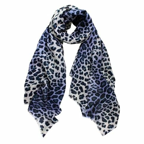 DLUX Scarves DLUX - Jaguar Animal Print Wool Scarf Silk Blue 190x70cm 3 DLUX Scarves DLUX - Jaguar Animal Print Wool Scarf Silk Blue 190x70cm