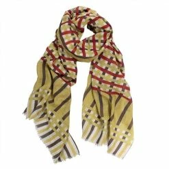 DLUX Scarves DLUX - Kipling Digi Print Merino Scarf Stri Mustard 200x70cm