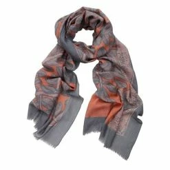 DLUX Scarves DLUX - Antique Tree Merino Digi Print Scarf Brick 200x70cm