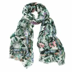 DLUX Scarves DLUX - Flower Rainbow Modal Digi Print Scarf Sage 200x70cm