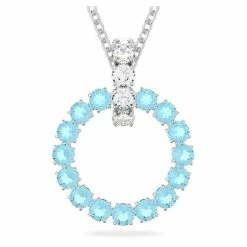 Swarovski Jewellery Swarovski - Exalta Circular Aqua Crystal Pendant W/Rhodium