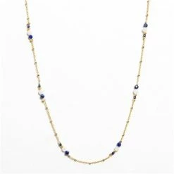 Iosifina - Delicate Chain Studded With Lapis Lazuli & Crystals