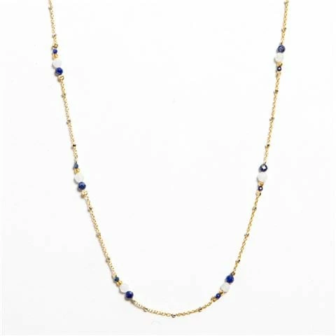 Iosifina - Delicate Chain Studded With Lapis Lazuli & Crystals 3 Iosifina - Delicate Chain Studded With Lapis Lazuli & Crystals