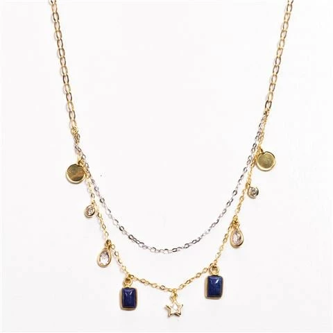 Iosifina - Necklace Muti Charms Zirgon Blue Lapis 3 Iosifina - Necklace Muti Charms Zirgon Blue Lapis