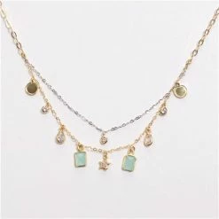 Iosifina - Necklace With Multi Charms & Zirgon Turquoise