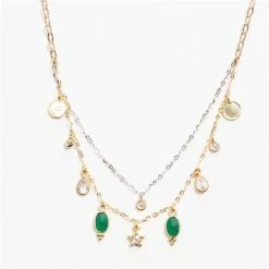 Iosifina - Necklace Muti Charms Zirgon Green