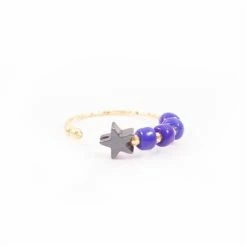 Iosifina - Blue Stone & Hematite Open Star Ring