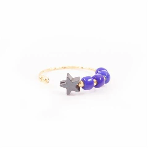 Iosifina - Blue Stone & Hematite Open Star Ring 3 Iosifina - Blue Stone & Hematite Open Star Ring