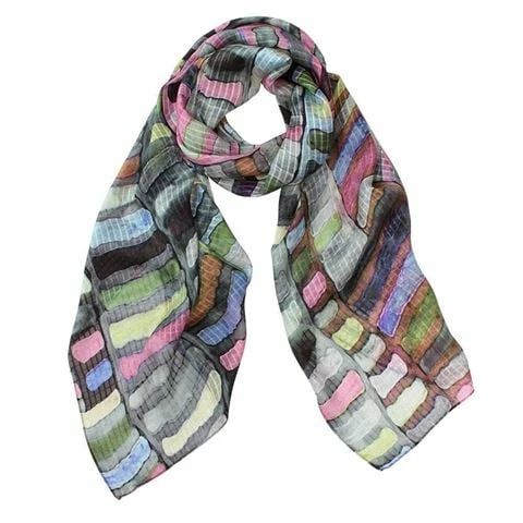 DLUX Scarves DLUX - Jumble Digital Print Oblong Silk Scarf Sage 3 DLUX Scarves DLUX - Jumble Digital Print Oblong Silk Scarf Sage