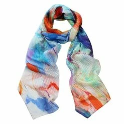 DLUX Scarves DLUX - Annabelle Digital Print Oblong Silk Scarf Multicolour