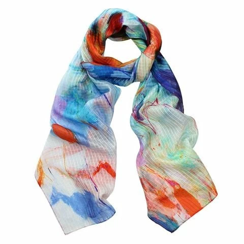 DLUX Scarves DLUX - Annabelle Digital Print Oblong Silk Scarf Multicolour 3 DLUX Scarves DLUX - Annabelle Digital Print Oblong Silk Scarf Multicolour