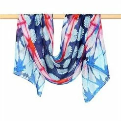 DLUX Scarves DLUX - Cleo Digital Print Oblong Silk Scarf Pink/Blue