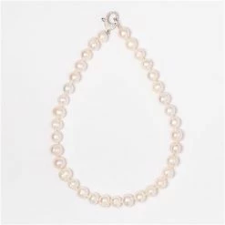 Bowerhaus - White Ringed Pearl Necklace W/Crystal Clasp 40cm