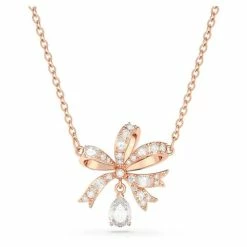 Swarovski Jewellery Swarovski - Volta Crystal Bow Pendulum Necklace W/Rose Gold Plating