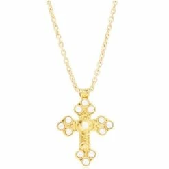 Sylvia Toledano - Croix Pendant Gold-Plated & Pearl Necklace