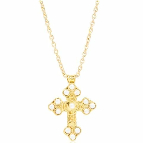 Sylvia Toledano - Croix Pendant Gold-Plated & Pearl Necklace 3 Sylvia Toledano - Croix Pendant Gold-Plated & Pearl Necklace