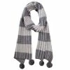 DLUX Scarves DLUX - Lopez Lambswool Mix Check Scarf W/Pom Poms Grey