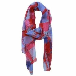DLUX Scarves DLUX - Roma Silk Georgette Digital Print Wrap Blue