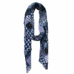 DLUX Scarves DLUX - Manhattan Silk Digi Print Crin Scarf Denim