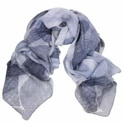 DLUX Scarves DLUX - Denim Ariel Silk Chiffon Hand Print Wrap