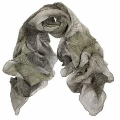 DLUX Scarves DLUX - Ariel Silk Chiffon Hand Print Wrap Khaki