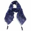 DLUX Scarves DLUX - Rory Cotton Silk Print Wrap Navy