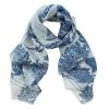 DLUX Scarves DLUX - Pompei Linen Print Scarf Blue & Denim -Hair Brushes & Grooming shop 593599 Large