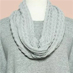 DLUX Scarves DLUX - Luca Cable Knit Loop Scarf Grey