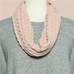 DLUX Scarves DLUX - Luca Cable Knit Loop Scarf Pink