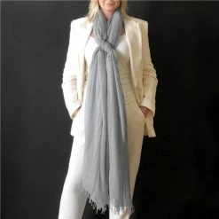 Cashmere Luxe - Cloud Cashmere Handloom Wrap Soft Grey