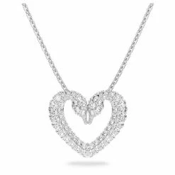 Swarovski Jewellery Swarovski - Una Pave Crystal Heart Pendant Rhodium Plated