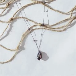 Bowerhaus - Castaway Baroque Pendant Necklace Large Navy